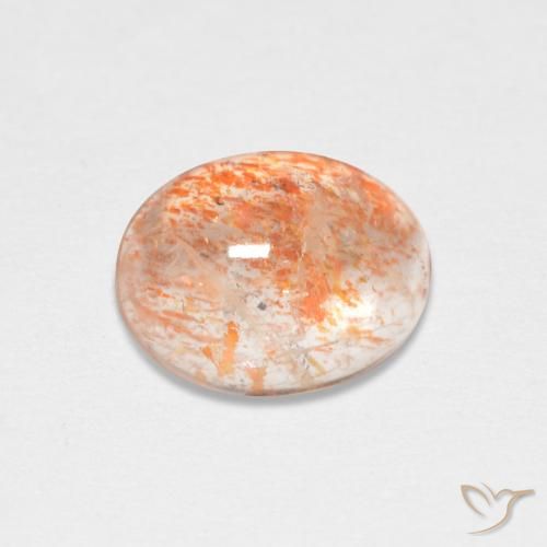 1.67ct طبيعي برتقالى النمر فاتح حجر الشمس, بيضوي, نصف شفاف