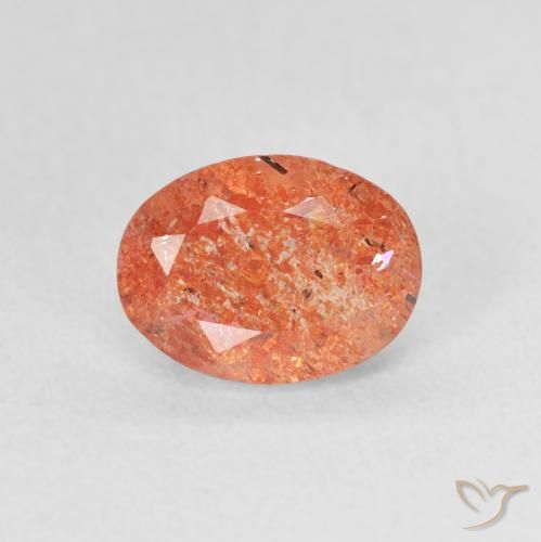 1.24ct طبيعي برتقالى متوسط حجر الشمس, بيضوي, نصف شفاف