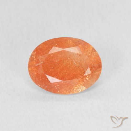 1.00ct طبيعي برتقالى متوسط حجر الشمس, بيضوي, نصف شفاف