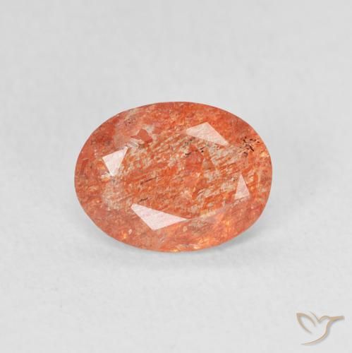 0.92ct طبيعي برتقالي زاهى حجر الشمس, بيضوي, نصف شفاف