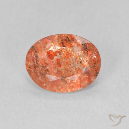 1.03ct طبيعي برتقالى محمر حجر الشمس, بيضوي, نصف شفاف