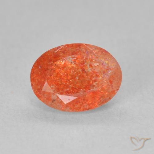 1.29ct طبيعي برتقالي زاهى حجر الشمس, بيضوي, نصف شفاف