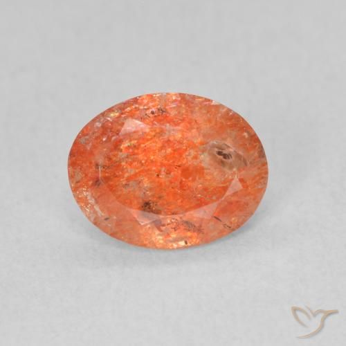 0.94ct طبيعي برتقالي زاهى حجر الشمس, بيضوي, نصف شفاف