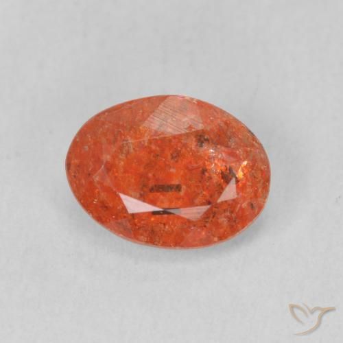 1.08ct طبيعي برتقالى نارى حجر الشمس, بيضوي, نصف شفاف