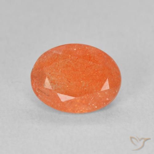 1.25ct طبيعي برتقالى متوسط حجر الشمس, بيضوي, نصف شفاف