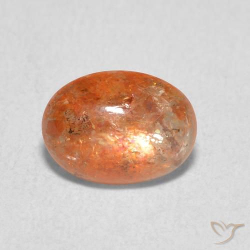1.08ct طبيعي برتقالى محمر حجر الشمس, بيضوي, نصف شفاف
