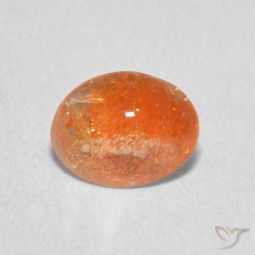 0.77ct طبيعي برتقالى غامق حجر الشمس, بيضوي, نصف شفاف