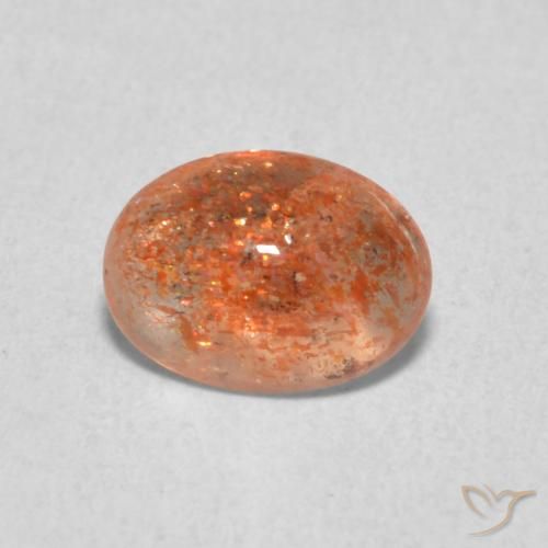 1.05ct طبيعي برتقالى محمر حجر الشمس, بيضوي, نصف شفاف