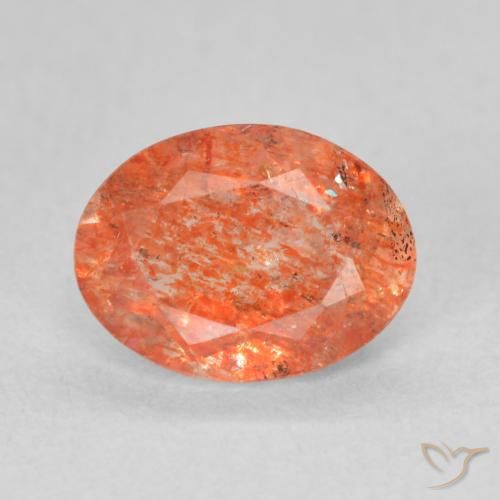 1.05ct طبيعي برتقالي زاهى حجر الشمس, بيضوي, نصف شفاف