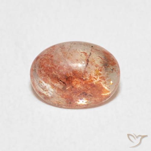 1.08ct طبيعي برتقالى النمر فاتح حجر الشمس, بيضوي, نصف شفاف