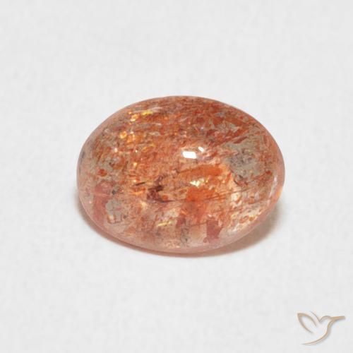 1.08ct طبيعي برتقالى محمر حجر الشمس, بيضوي, نصف شفاف