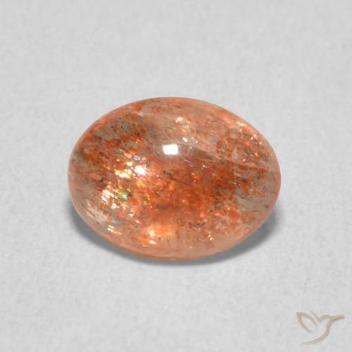1.05ct طبيعي برتقالى محمر حجر الشمس, بيضوي, نصف شفاف