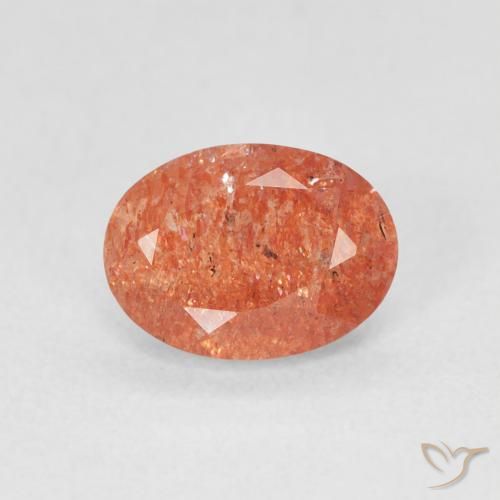 1.15ct طبيعي برتقالى محمر حجر الشمس, بيضوي, نصف شفاف