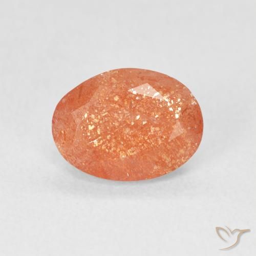 1.23ct طبيعي برتقالى محمر حجر الشمس, بيضوي, نصف شفاف