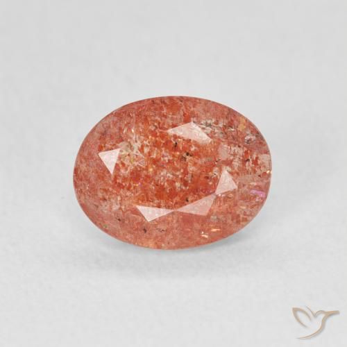 0.91ct طبيعي برتقالى محمر حجر الشمس, بيضوي, نصف شفاف