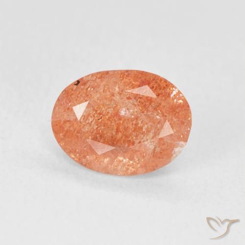 1.20ct طبيعي برتقالى محمر حجر الشمس, بيضوي, نصف شفاف