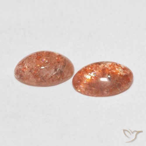 أحجار حجر الشمس Medium Light-Orange طبيعية، بيضوي، نصف شفاف، وزنها 1.83 قيراط