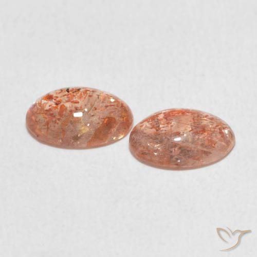 أحجار حجر الشمس Medium Light-Orange طبيعية، بيضوي، نصف شفاف، وزنها 1.86 قيراط