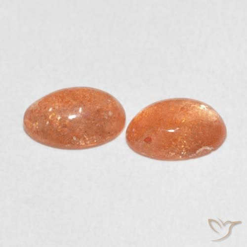 أحجار حجر الشمس Medium Light-Orange طبيعية، بيضوي، نصف شفاف، وزنها 1.93 قيراط