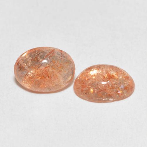 أحجار حجر الشمس Medium Light-Orange طبيعية، بيضوي، نصف شفاف، وزنها 2.09 قيراط