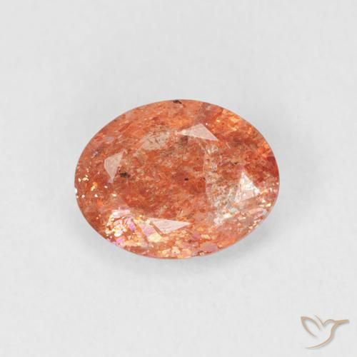 0.98ct طبيعي برتقالى محمر حجر الشمس, بيضوي, نصف شفاف