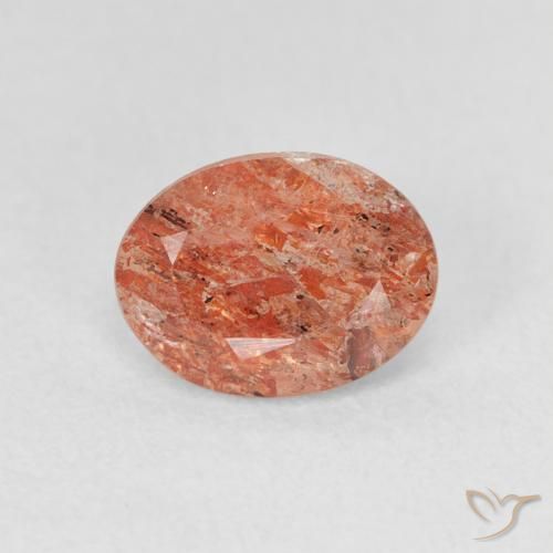 1.23ct طبيعي برتقالى محمر حجر الشمس, بيضوي, نصف شفاف
