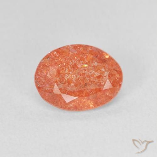 1.04ct طبيعي برتقالي زاهى حجر الشمس, بيضوي, نصف شفاف