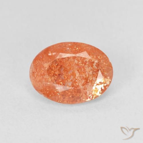 1.09ct طبيعي برتقالي زاهى حجر الشمس, بيضوي, نصف شفاف, Photo A
