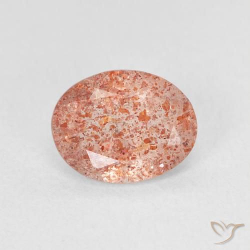 1.13ct طبيعي برتقالى محمر حجر الشمس, بيضوي, نصف شفاف