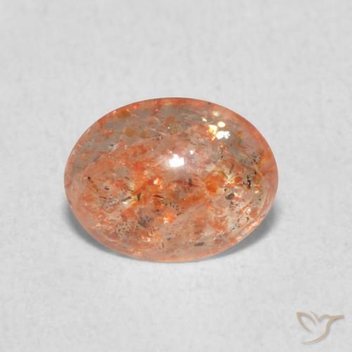 0.84ct طبيعي Medium Light-Orange حجر الشمس, بيضوي, نصف شفاف
