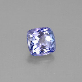 تنزانيت طبيعي بلون أزرق بنفسجي، وزن ‎1.11‎ قيراط، شكل قطع وسادة، مقاس ‎6x5.8‎ مم
