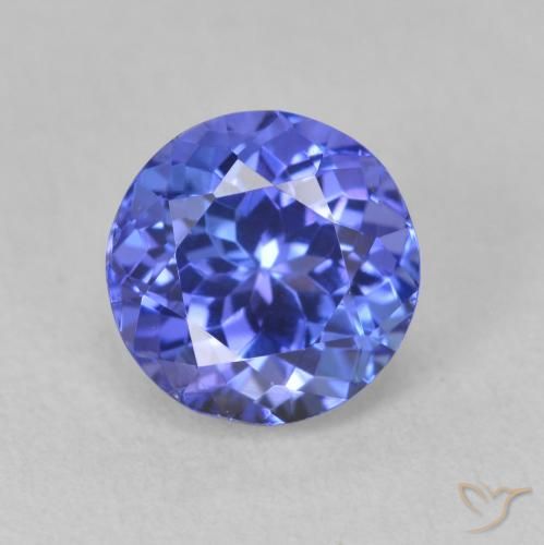1.73ct طبيعي أزرق بنفسجى غامق تنزانيت, دائري, VVS