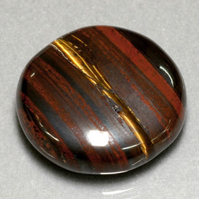 Tiger's Eye Matrix طبيعي بلون متعدد الألوان، وزن ‎31.63‎ قيراط، شكل دائري، مقاس ‎21.34‎ مم