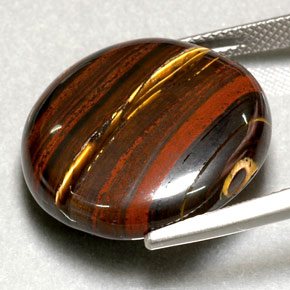 Tiger's Eye Matrix طبيعي بلون متعدد الألوان، وزن ‎31.63‎ قيراط، شكل دائري، مقاس ‎21.34‎ مم