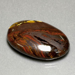 Tiger's Eye Matrix طبيعي بلون متعدد الألوان، وزن ‎35.49‎ قيراط، شكل بيضاوى، مقاس ‎29x18.6‎ مم