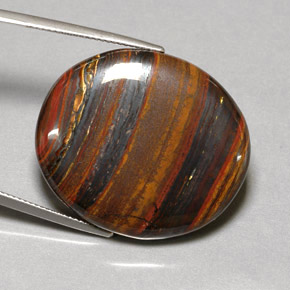 Tiger's Eye Matrix طبيعي بلون متعدد الألوان، وزن ‎53.09‎ قيراط، شكل بيضاوى، مقاس ‎31x26.7‎ مم