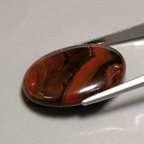 Tiger's Eye Matrix طبيعي بلون متعدد الألوان، وزن ‎41.60‎ قيراط، شكل بيضاوى، مقاس ‎28.7x22.7‎ مم