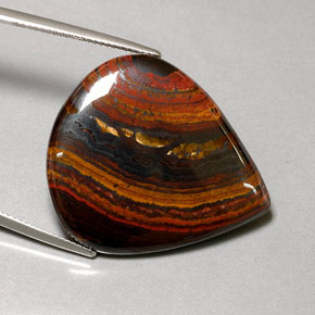 Tiger's Eye Matrix طبيعي بلون متعدد الألوان، وزن ‎37.44‎ قيراط، شكل شكل الكمثرى، مقاس ‎31x26.9‎ مم