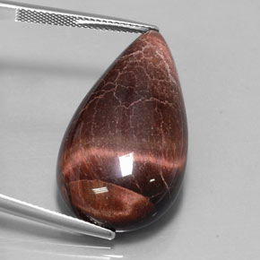 Tiger's Eye Matrix طبيعي بلون متعدد الألوان، وزن ‎33.34‎ قيراط، شكل شكل الكمثرى، مقاس ‎31.5x17.7‎ مم