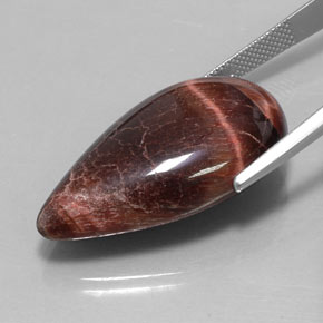 Tiger's Eye Matrix طبيعي بلون متعدد الألوان، وزن ‎33.34‎ قيراط، شكل شكل الكمثرى، مقاس ‎31.5x17.7‎ مم