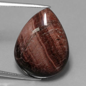 Tiger's Eye Matrix طبيعي بلون متعدد الألوان، وزن ‎23.62‎ قيراط، شكل شكل الكمثرى، مقاس ‎24.2x18.8‎ مم