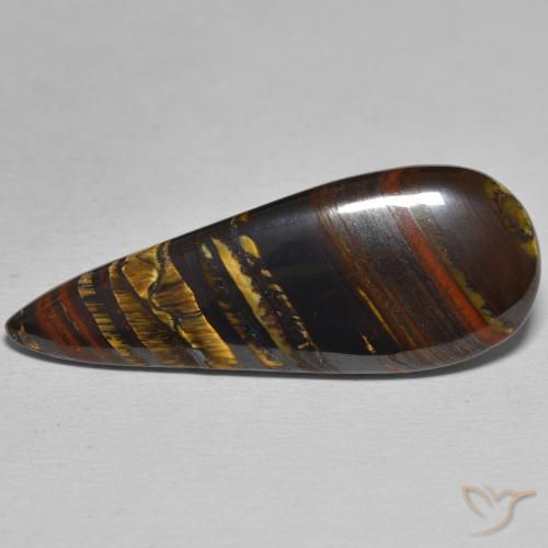 25.73ct طبيعي متعدد الألوان مصفوفة عين النمر, شكل الكمثرى, غير شفاف