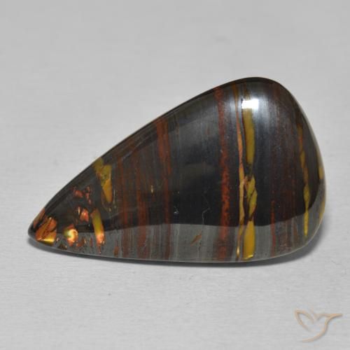 25.45ct طبيعي متعدد الألوان مصفوفة عين النمر, شكل الكمثرى, غير شفاف, Photo A