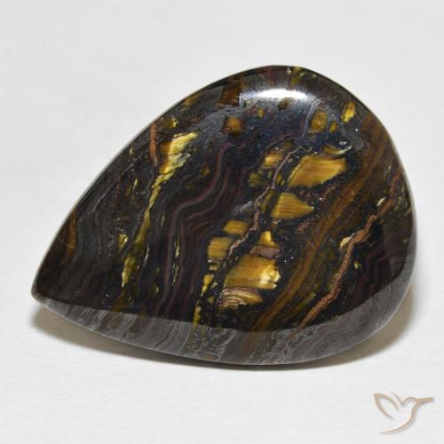 34.99ct طبيعي متعدد الألوان مصفوفة عين النمر, شكل الكمثرى, غير شفاف