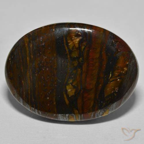 39.54ct طبيعي بنى متعدد الألوان مصفوفة عين النمر, بيضوي, غير شفاف