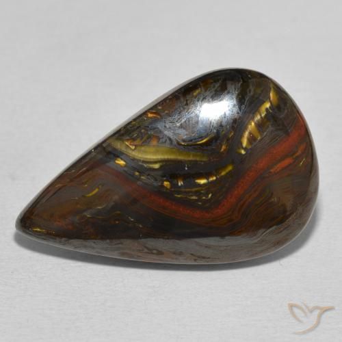 24.76ct طبيعي متعدد الألوان مصفوفة عين النمر, شكل الكمثرى, غير شفاف