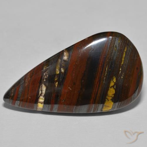 39.26ct طبيعي Medium Dark-Brown مصفوفة عين النمر, شكل الكمثرى, غير شفاف