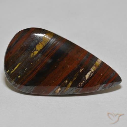 مصفوفة عين النمر Medium Dark-Brown طبيعي، شكل الكمثرى، 39.26 قيراط، غير شفاف