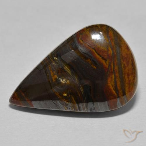 27.95ct طبيعي Medium Dark-Brown مصفوفة عين النمر, شكل الكمثرى, غير شفاف