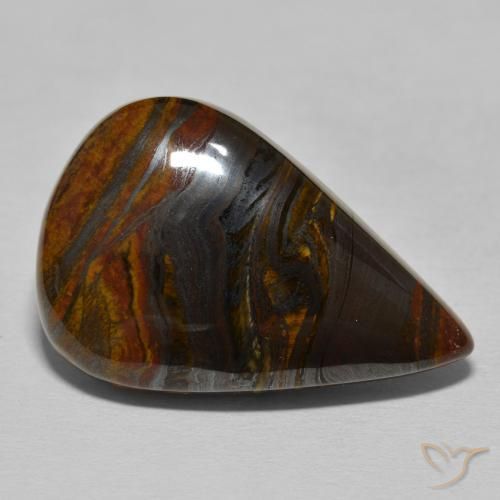 مصفوفة عين النمر Medium Dark-Brown طبيعي، شكل الكمثرى، 27.95 قيراط، غير شفاف
